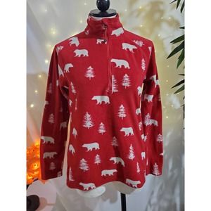 Super cute Eddie Bauer Red Polar Bear Fleece Jacket